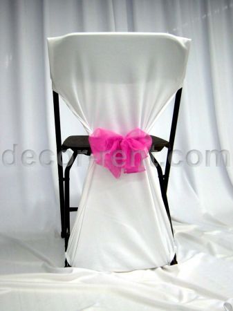 Folding Chair Back Cover with Hot Pink Mesh Bow Folding Chair Back Cover with Hot Pink Mesh Bow